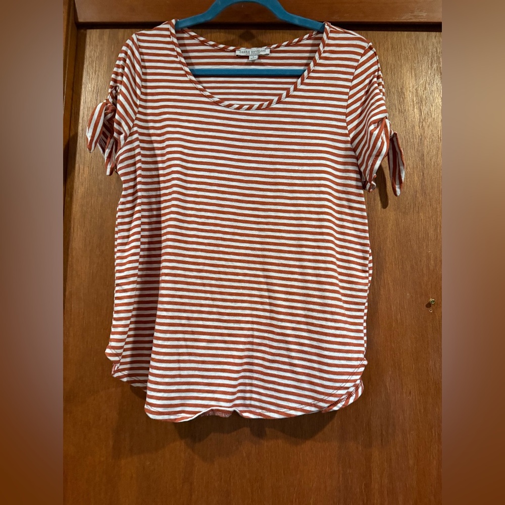 Green Envelope Red and White Striped Tee